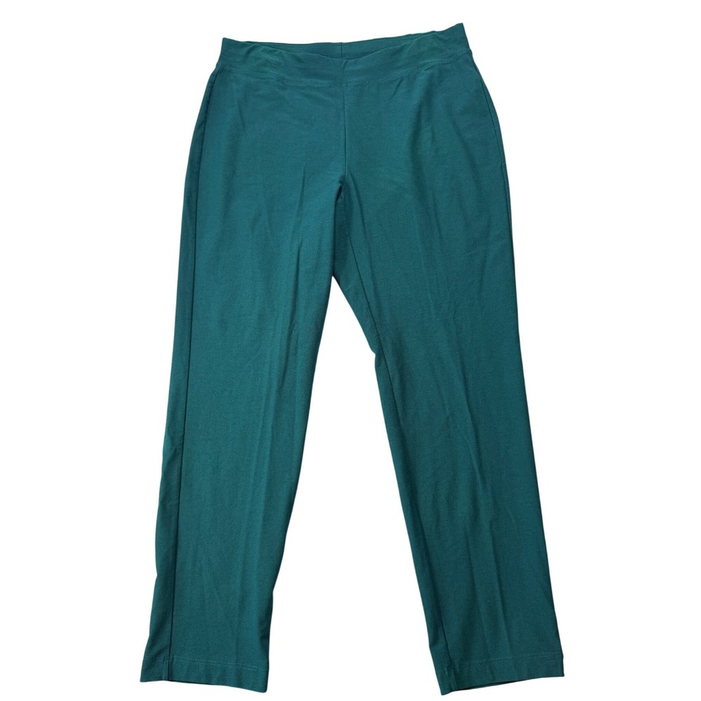 Eileen Fisher Straight Leg‎ Pants Crepe Women PM Green Viscose Blend Comfort